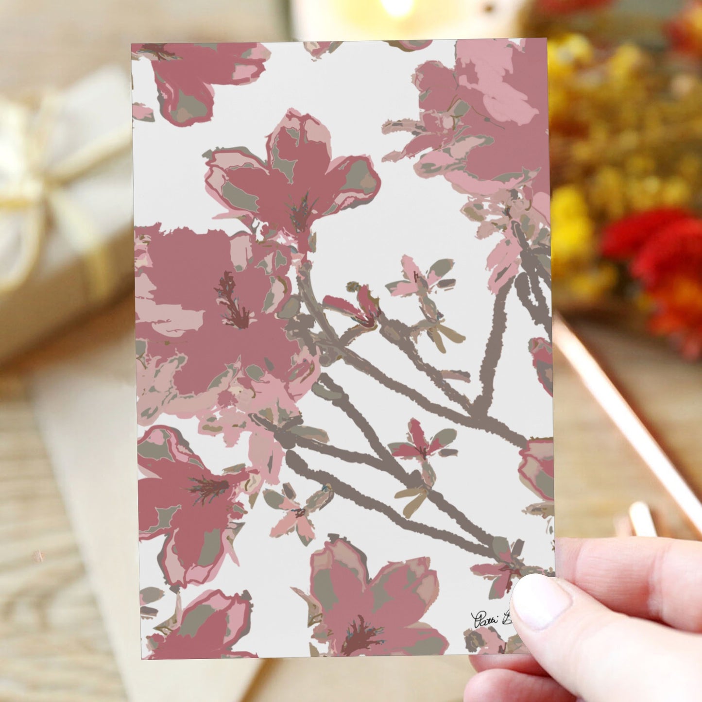 Mocha Abstract Azalea Greeting Card