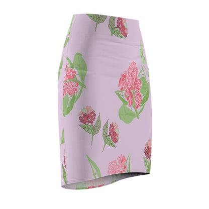 Miniaday Designs Pink Hydrangea Women's Pencil Skirt (AOP)