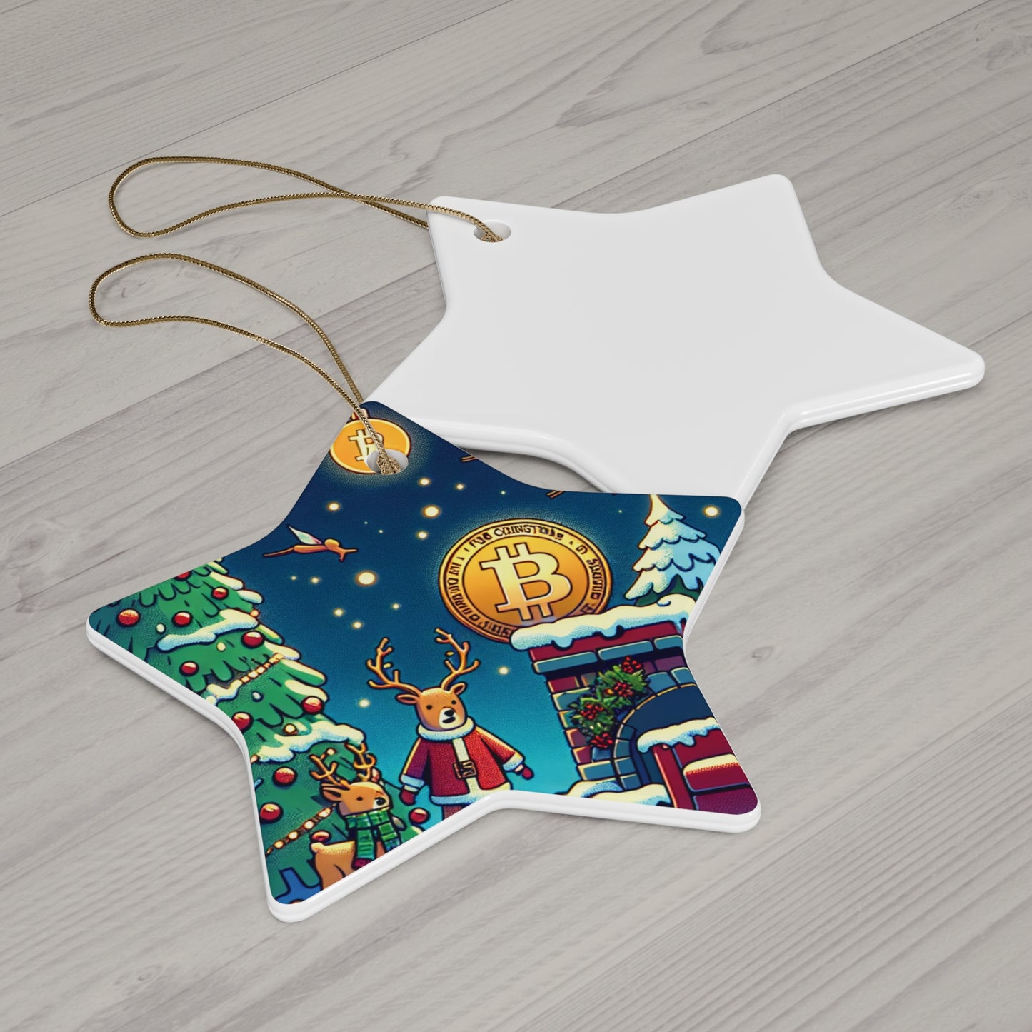 Bitcoin ChristmasCeramic Ornament, 4 Shapes