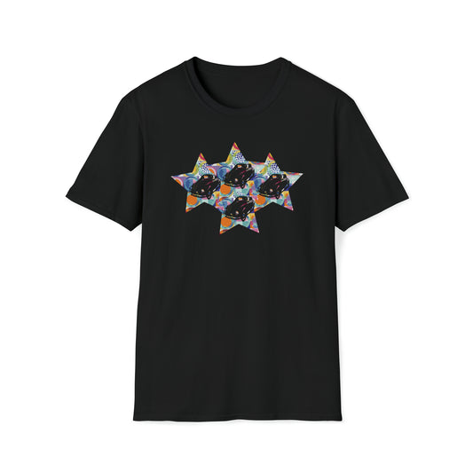 Miniaday Designs Camiseta unisex de estilo suave con estrellas y coches, multicolor