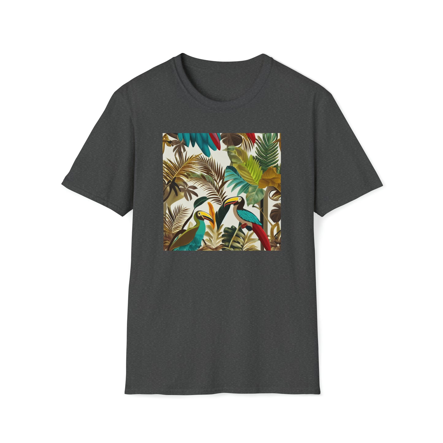 Miniaday Designs Tropical Toucan Multicolor Unisex Softstyle T-Shirt - Miniaday Designs, LLC.