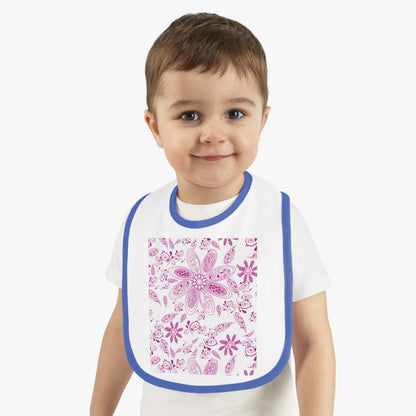 Magenta Paisley Baby Contrast Trim Jersey Bib