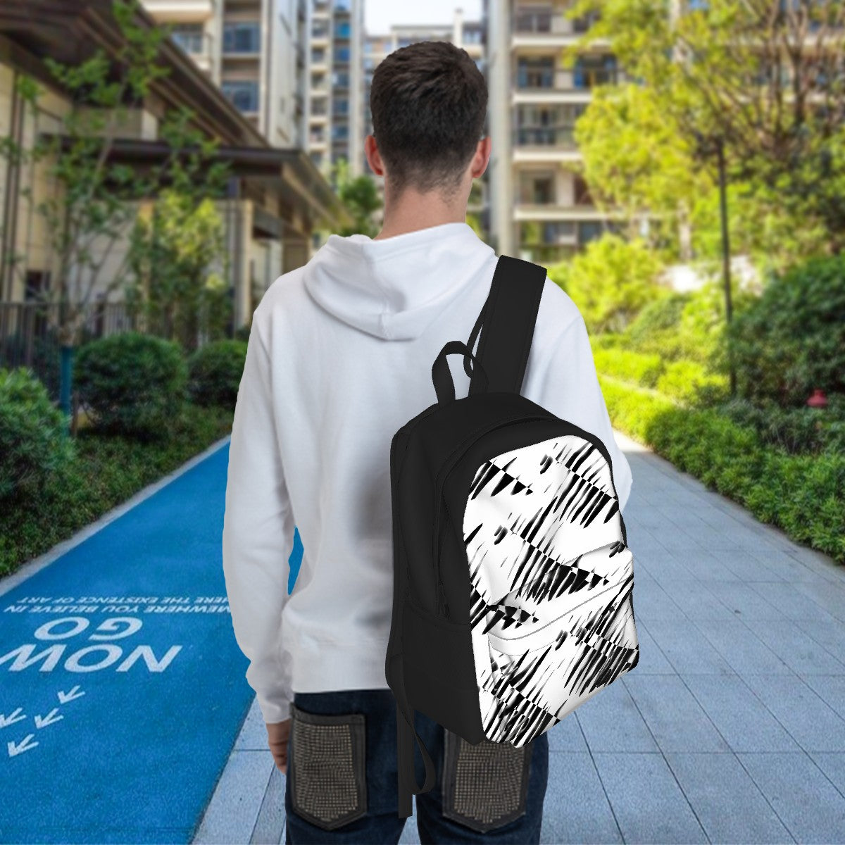 Ryan's Geometric Inspired Black and White Laptop Backpack