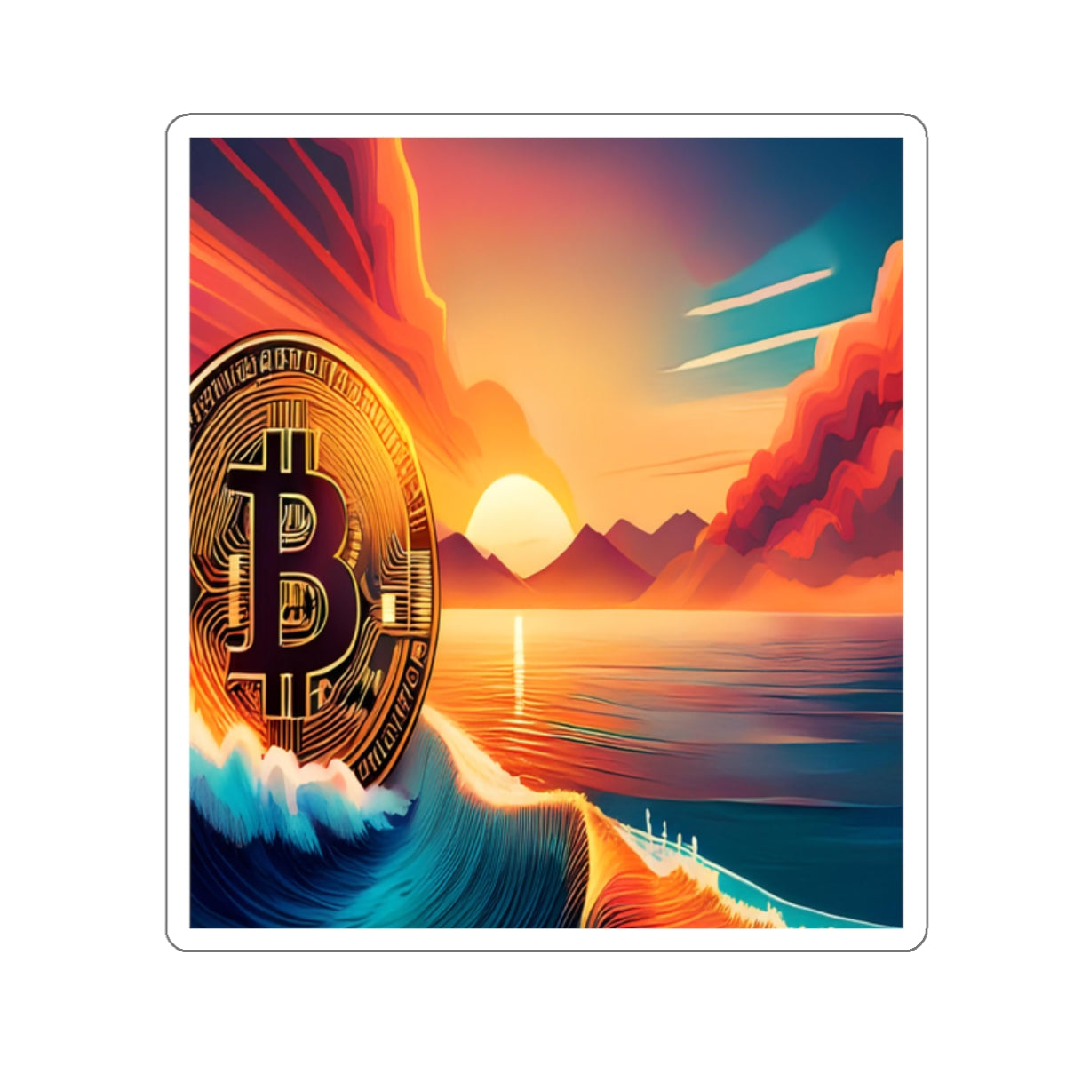 Ride the Wave Bitcoin Kiss-Cut Stickers