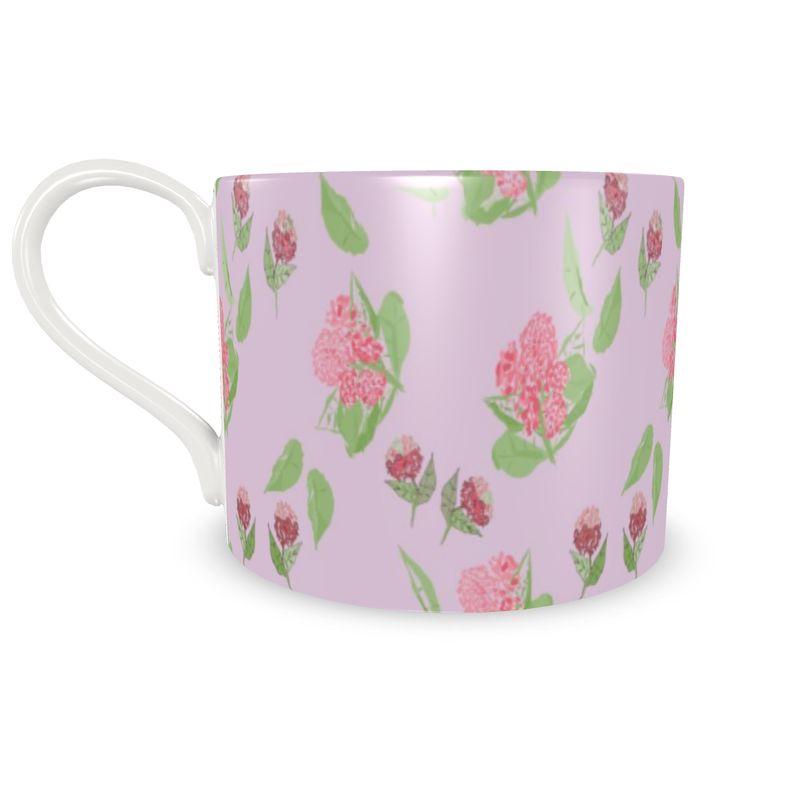 Pink Hydrangea Designer China Teacup and Saucer - Miniaday Designs, LLC.