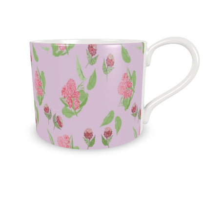 Pink Hydrangea Designer China Teacup and Saucer - Miniaday Designs, LLC.