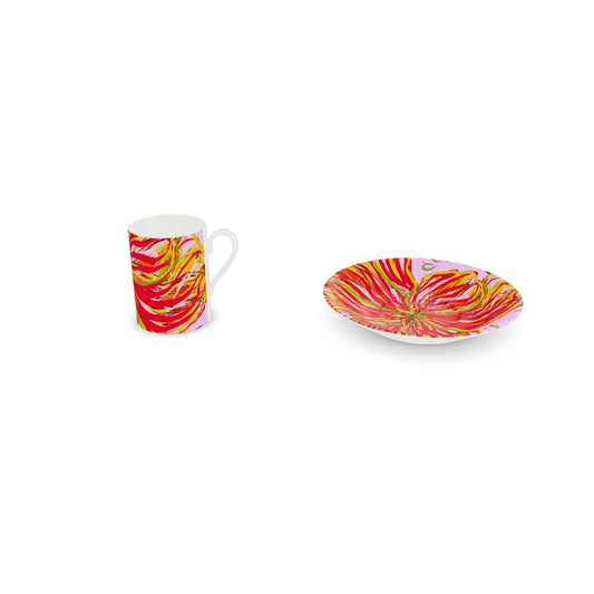 Hibiscus Celebration Designer China Cup and Saucer