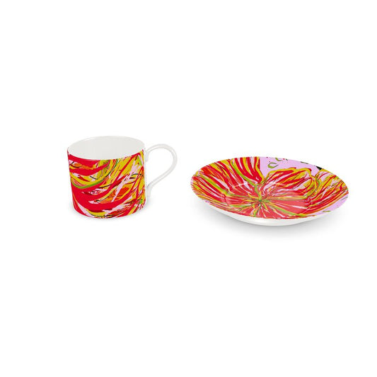 Hibiscus Celebration Designer China Cup and Saucer 2 Sizes