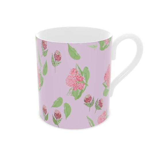 Pink Hydrangea Bone China Designer Mug