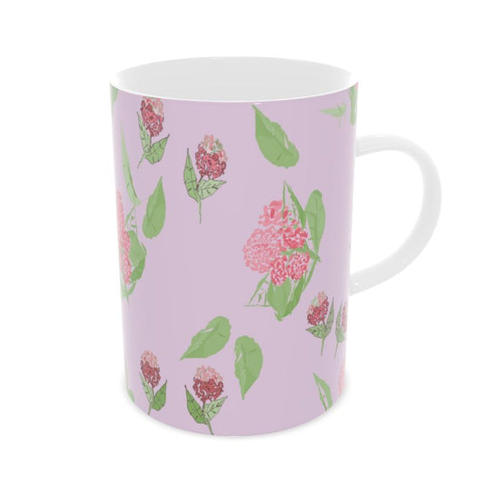 Pink Hydrangea Designer Tall Bone China Mug