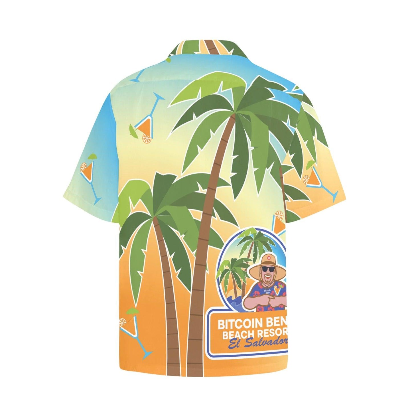 BBCC El Salvador Patterned Large Back Logo awaiian Shirt Sunrise Hawaiian Shirt with Chest Pocket Sunrise Design (T58) - Miniaday Designs, LLC.