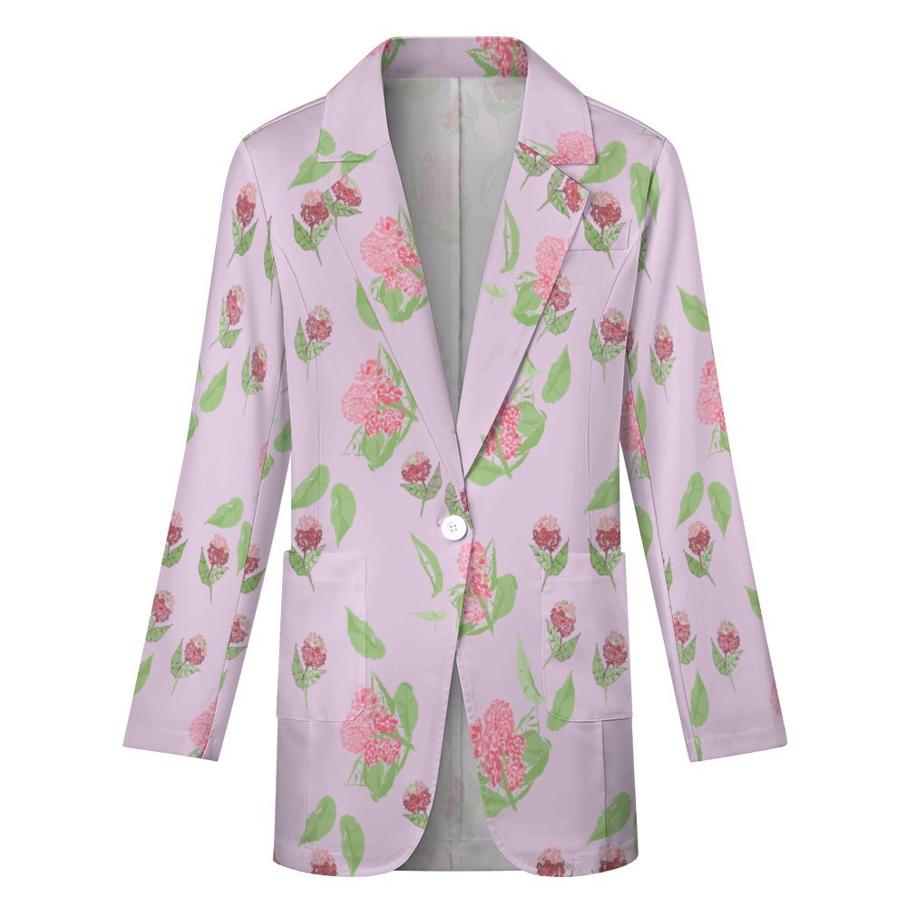 Miniaday Designs Pink Hydrangea  Women's Blazer