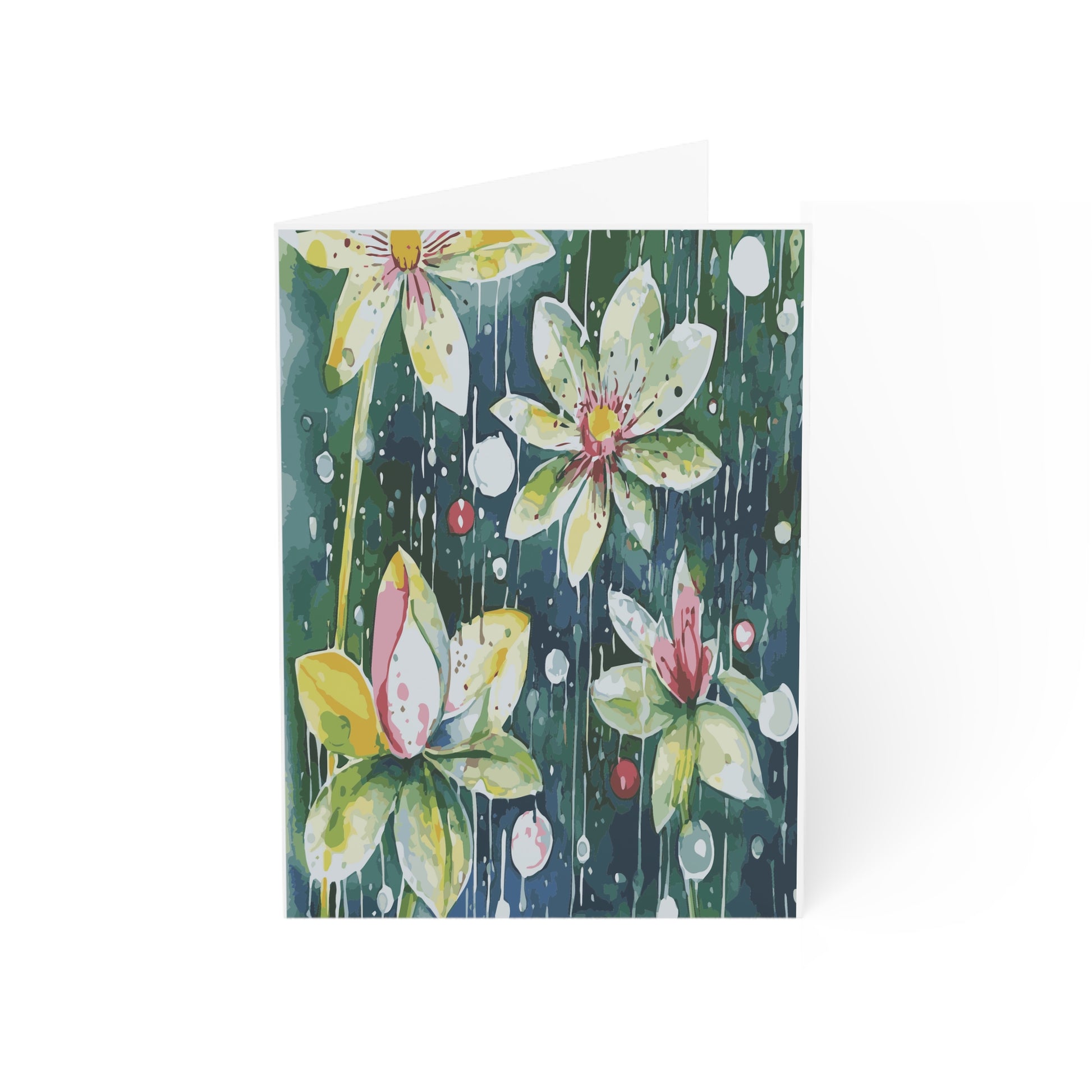 Miniaday Designs, LLC. Greeting Cards (1, 10, 30, and 50pcs) Rain-kissed Lotus Whimsy Collection - Miniaday Designs, LLC.