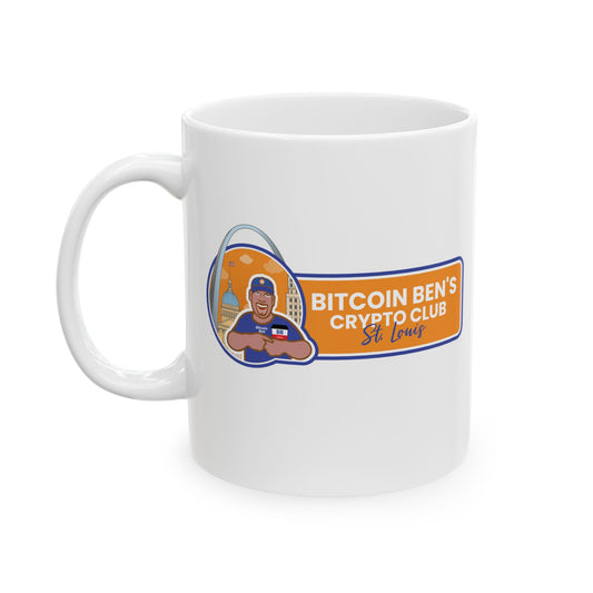 Bitcoin Ben St Louis Club White Ceramic Mug, (11oz, 15oz)