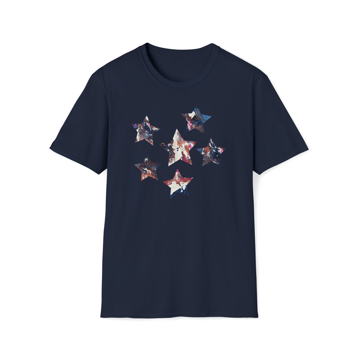 Miniaday Designs Stars Multicolor Unisex Softstyle T-Shirt