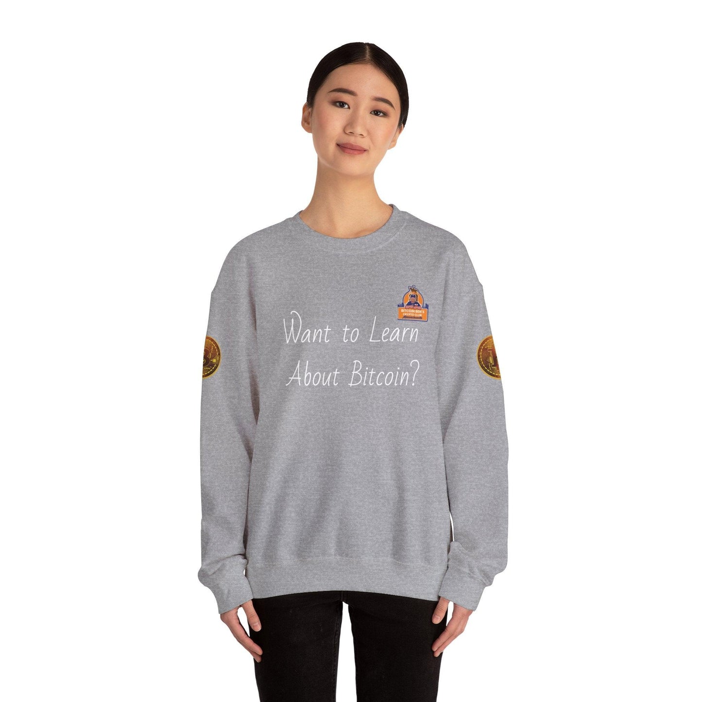 BBCC Massachusets Want to Learn About Bitcoin? Unisex Heavy Blend™ Crewneck Sweatshirt - Miniaday Designs, LLC.