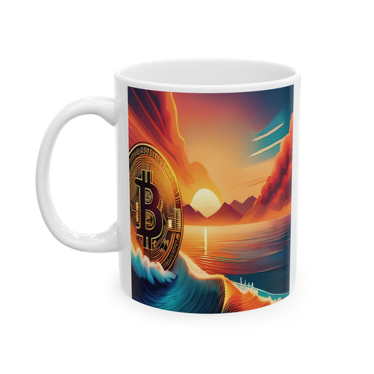 Ride the Wave Bitcoin Ceramic Mug, (11oz, 15oz)