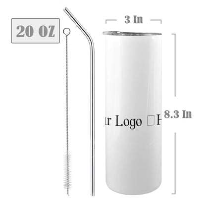 Miniaday Designs r Your Logo Here 20oz Tall Skinny Tumbler with Lid and Straw Private Brand