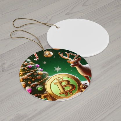 Reindeer, Bitcoin Christmas Ceramic Ornament, 4 Shapes