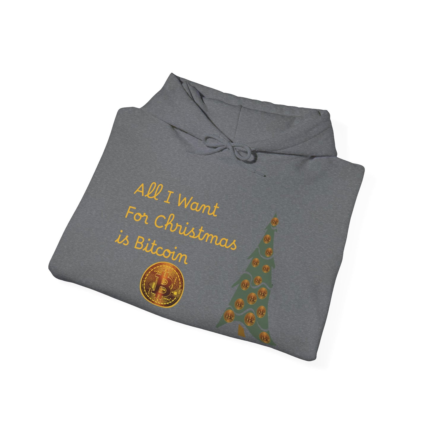 Golden All I Want for Christmas is Bitcoin and Bitcoin Crypto TreeUnisex Heavy Blend™ Hooded Sweatshirt