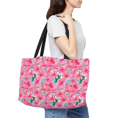 Miniaday Designs Hibiscus Whimsy Pink Weekender Tote Bag - Miniaday Designs, LLC.