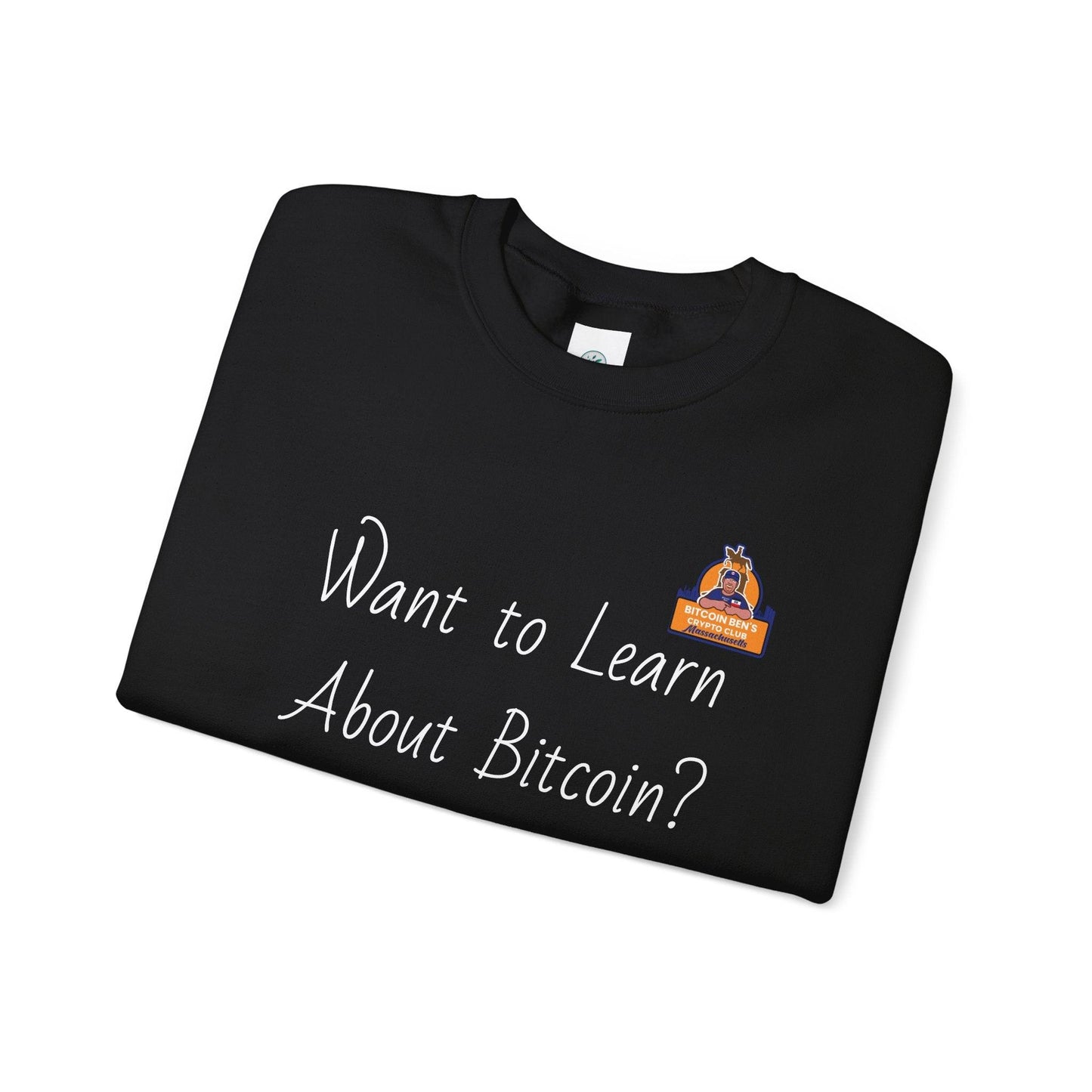 BBCC Massachusets Want to Learn About Bitcoin? Unisex Heavy Blend™ Crewneck Sweatshirt - Miniaday Designs, LLC.