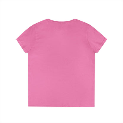 Mary Pink Hat Christmas Ladies' V-Neck T-Shirt Slim Fit