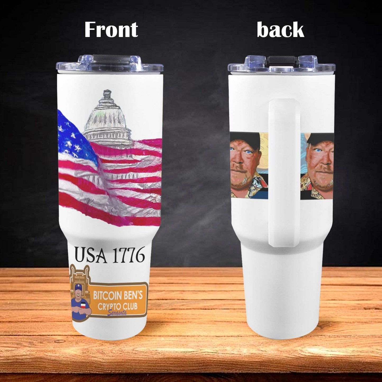 Bitcoin Ben 1776 Sarasota Capitol and Flag 40 oz Tumbler with Handle 40oz Tumbler with Handle