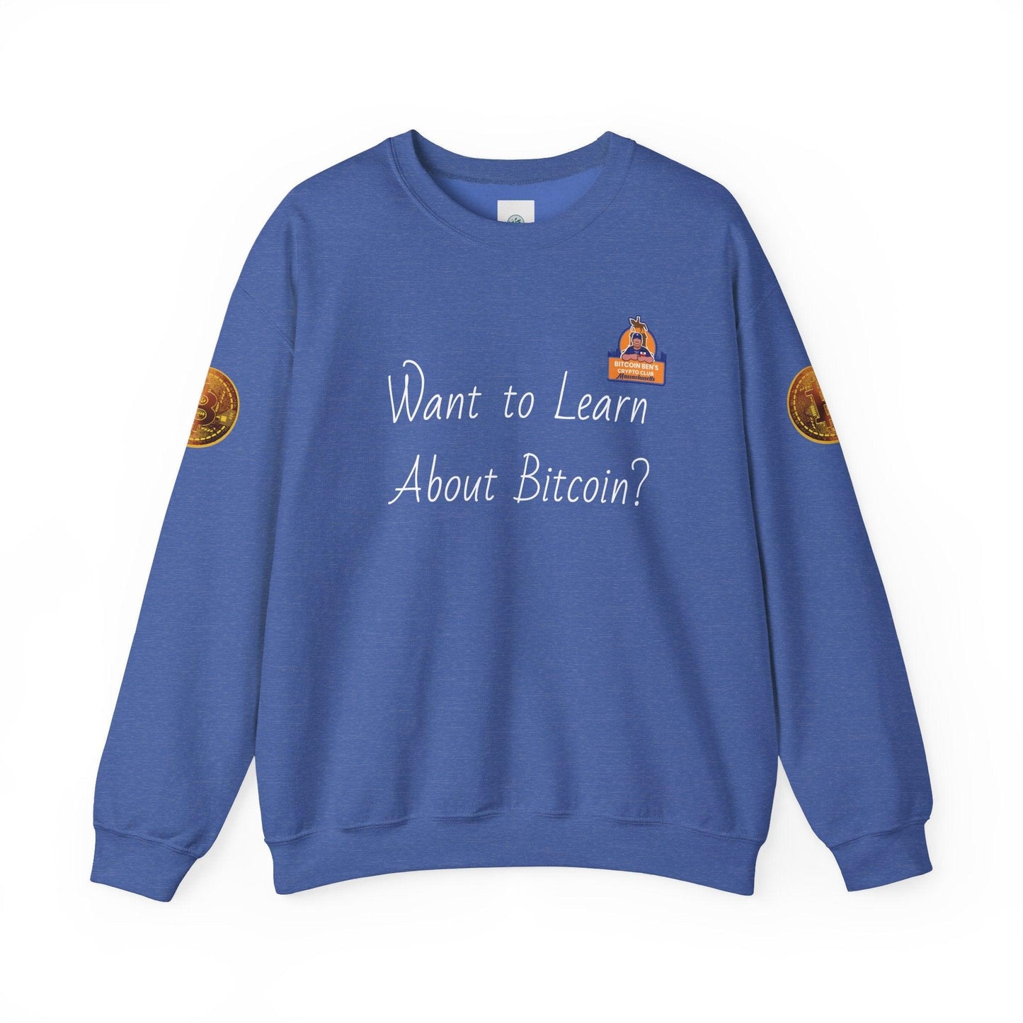 BBCC Massachusets Want to Learn About Bitcoin? Unisex Heavy Blend™ Crewneck Sweatshirt - Miniaday Designs, LLC.