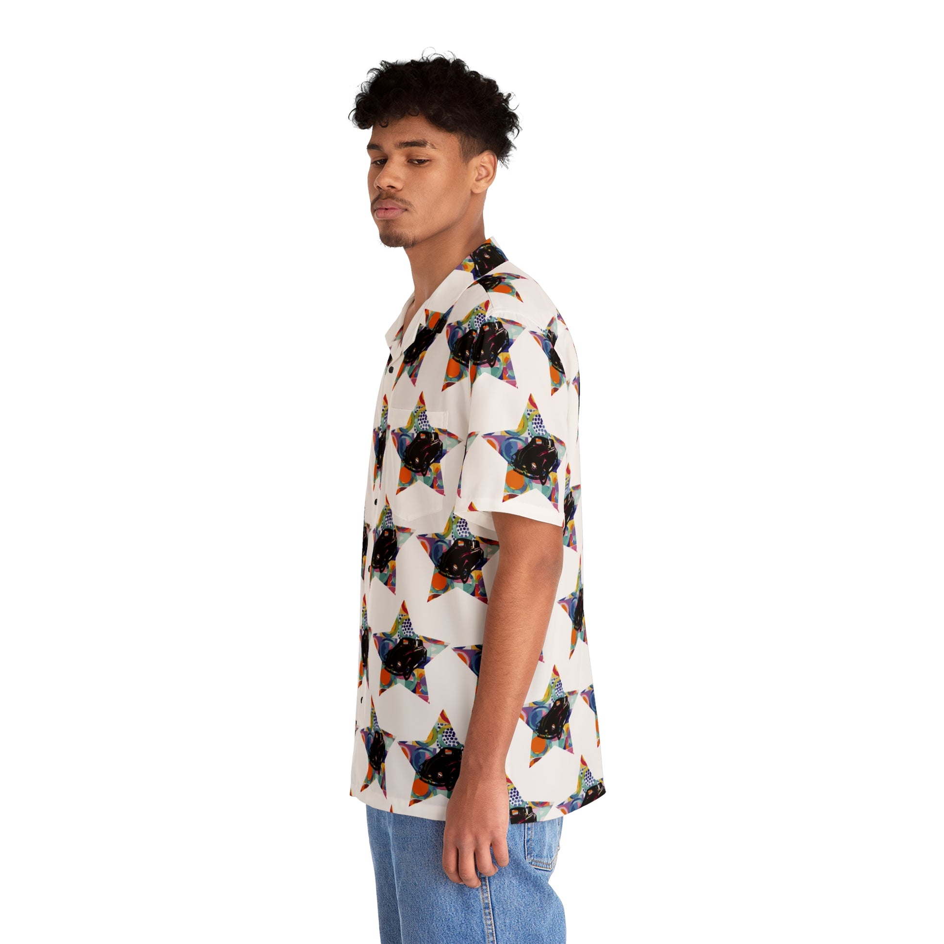 Stars and Cars Vibrant Collection by Miniaday Designs, LLC. Men's Hawaiian Shirt - Miniaday Designs, LLC.