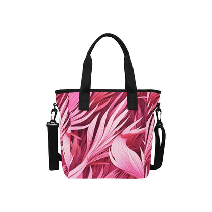 Swirling Pink Hibiscus Canvas Handbag Smaller Tote Bag with Shoulder Strap (Model 1724) - Miniaday Designs, LLC.