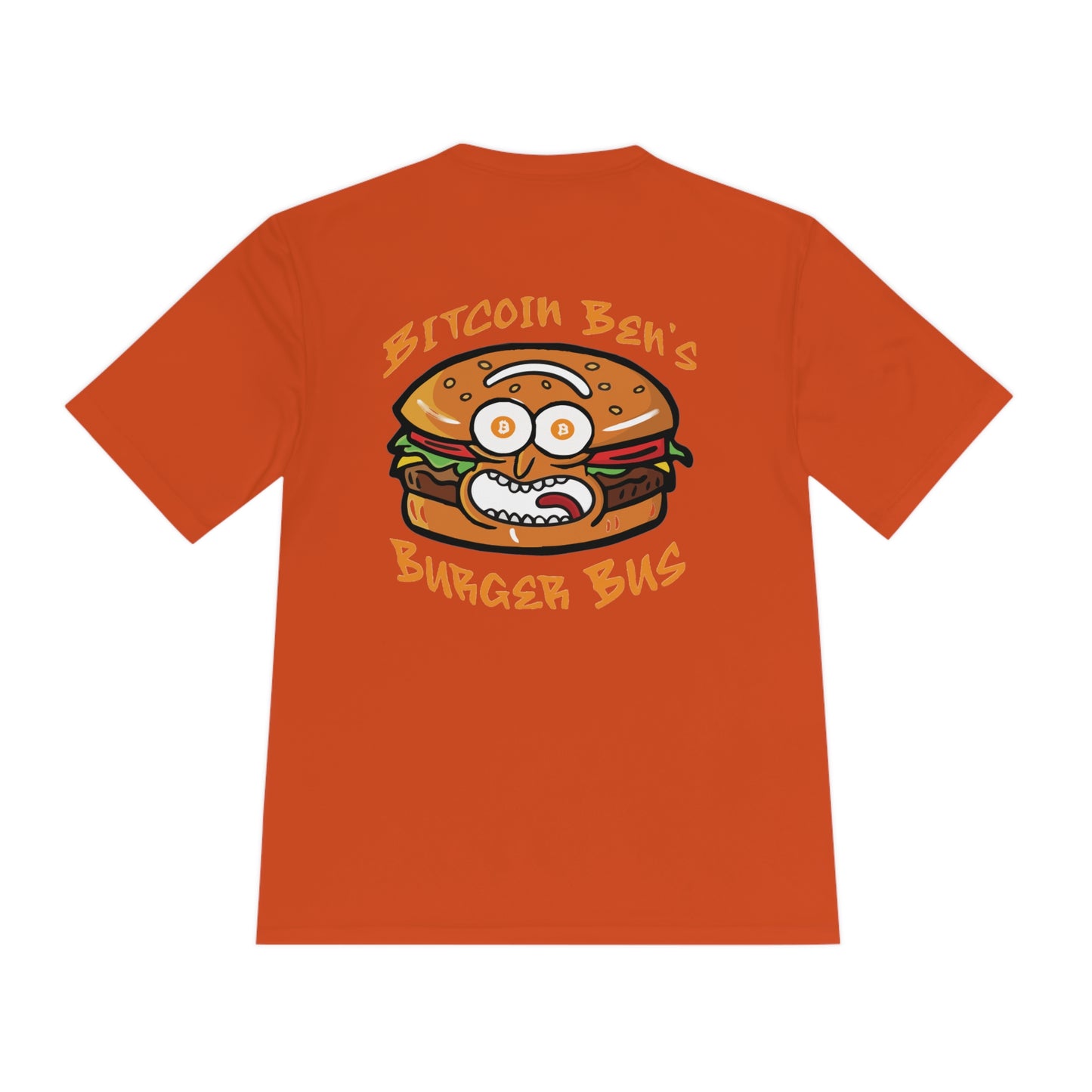 Miniaday Designs Bitcoin Ben Burger Bus Sport Tek Unisex Moisture Wicking Tee