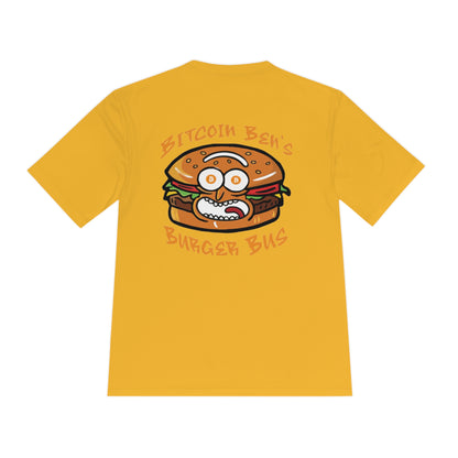 Miniaday Designs Bitcoin Ben Burger Bus Sport Tek Unisex Moisture Wicking Tee