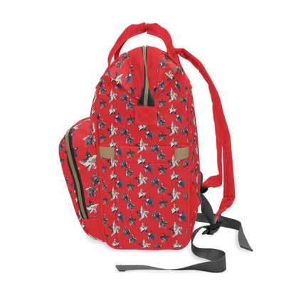 Americana Impressions Collection by Miniaday Designs, LLC. Red Multifunctional Diaper Backpack