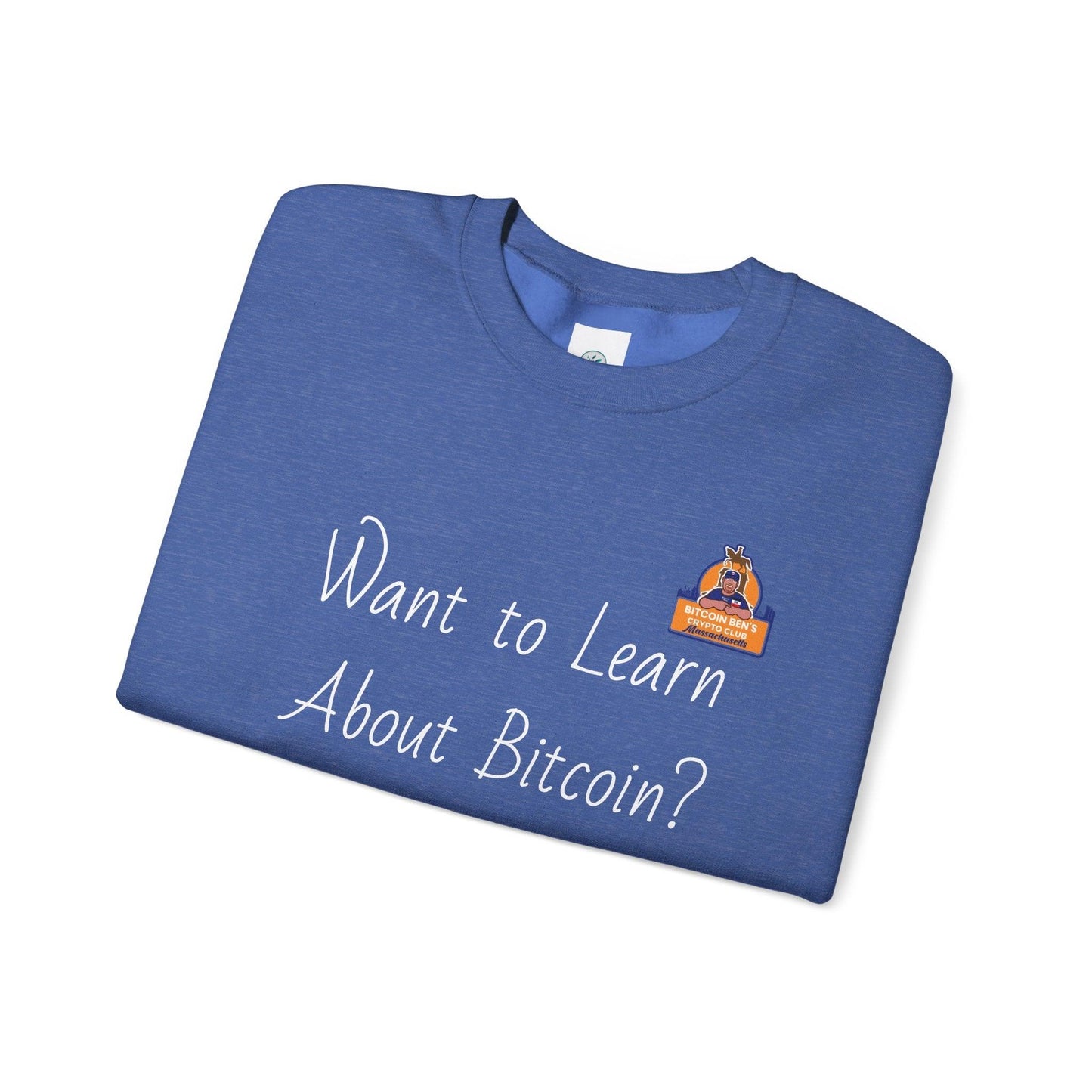 BBCC Massachusets Want to Learn About Bitcoin? Unisex Heavy Blend™ Crewneck Sweatshirt - Miniaday Designs, LLC.