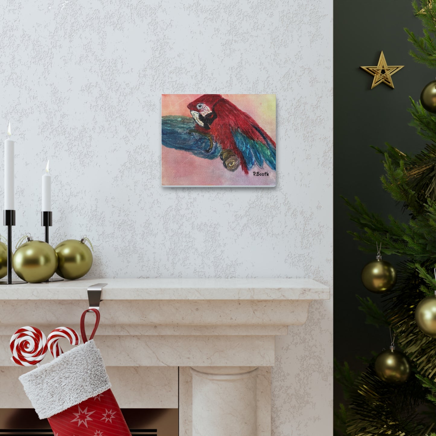 Miniaday Designs Parrot Canvas Gallery Wraps Unisex Red