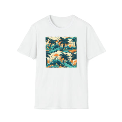 Miniaday Designs Hawaiian Palms Unisex Softstyle T-Shirt Multicolor - Miniaday Designs, LLC.