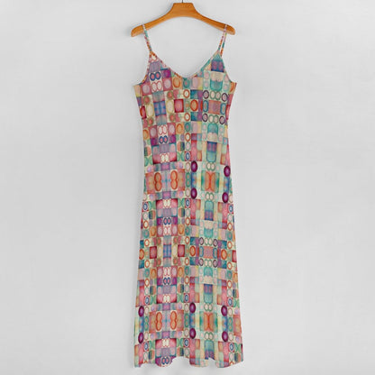 Miniaday Designs Kaleidoscope Mosaic Maxi Design Spaghetti Strap Ankle-Length Dress - Miniaday Designs, LLC.