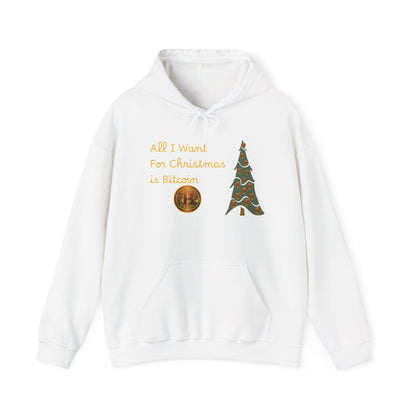 Golden All I Want for Christmas is Bitcoin and Bitcoin Crypto TreeUnisex Heavy Blend™ Hooded Sweatshirt