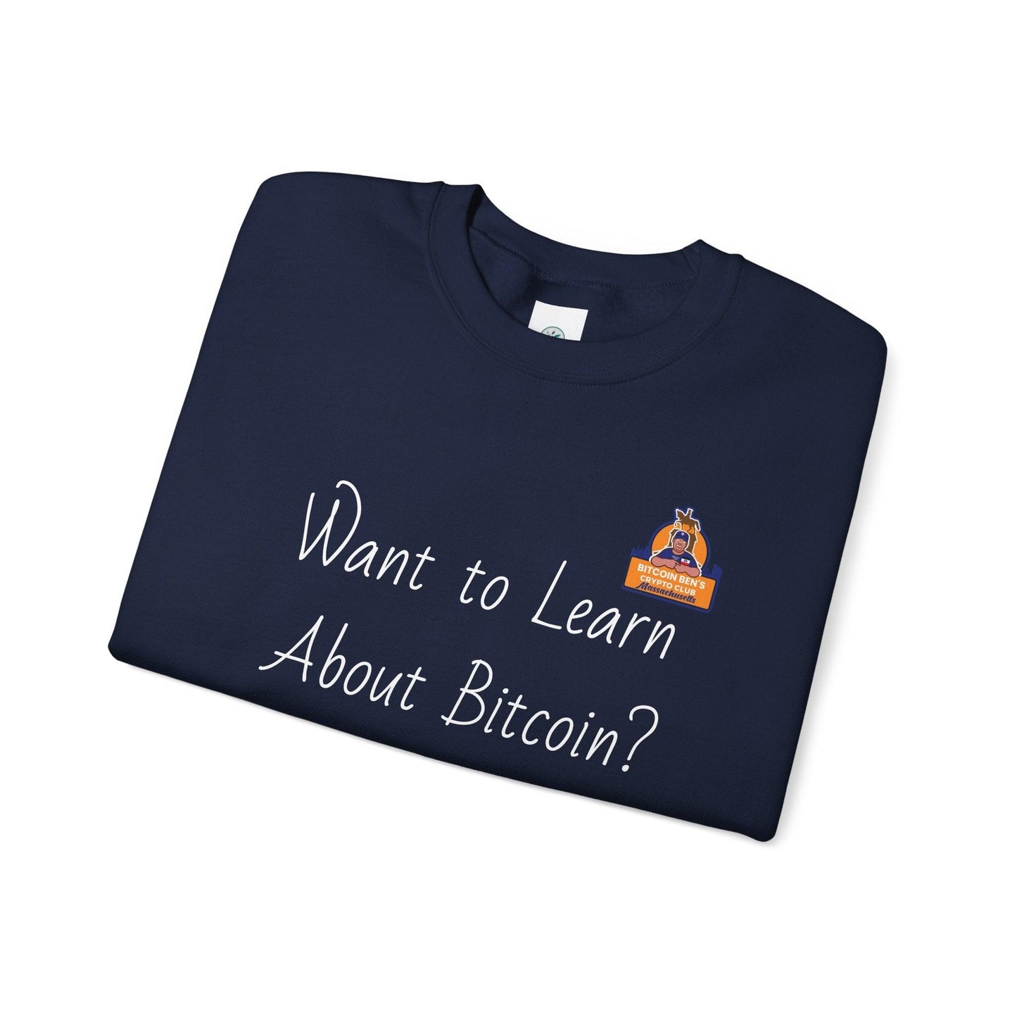 BBCC Massachusets Want to Learn About Bitcoin? Unisex Heavy Blend™ Crewneck Sweatshirt - Miniaday Designs, LLC.