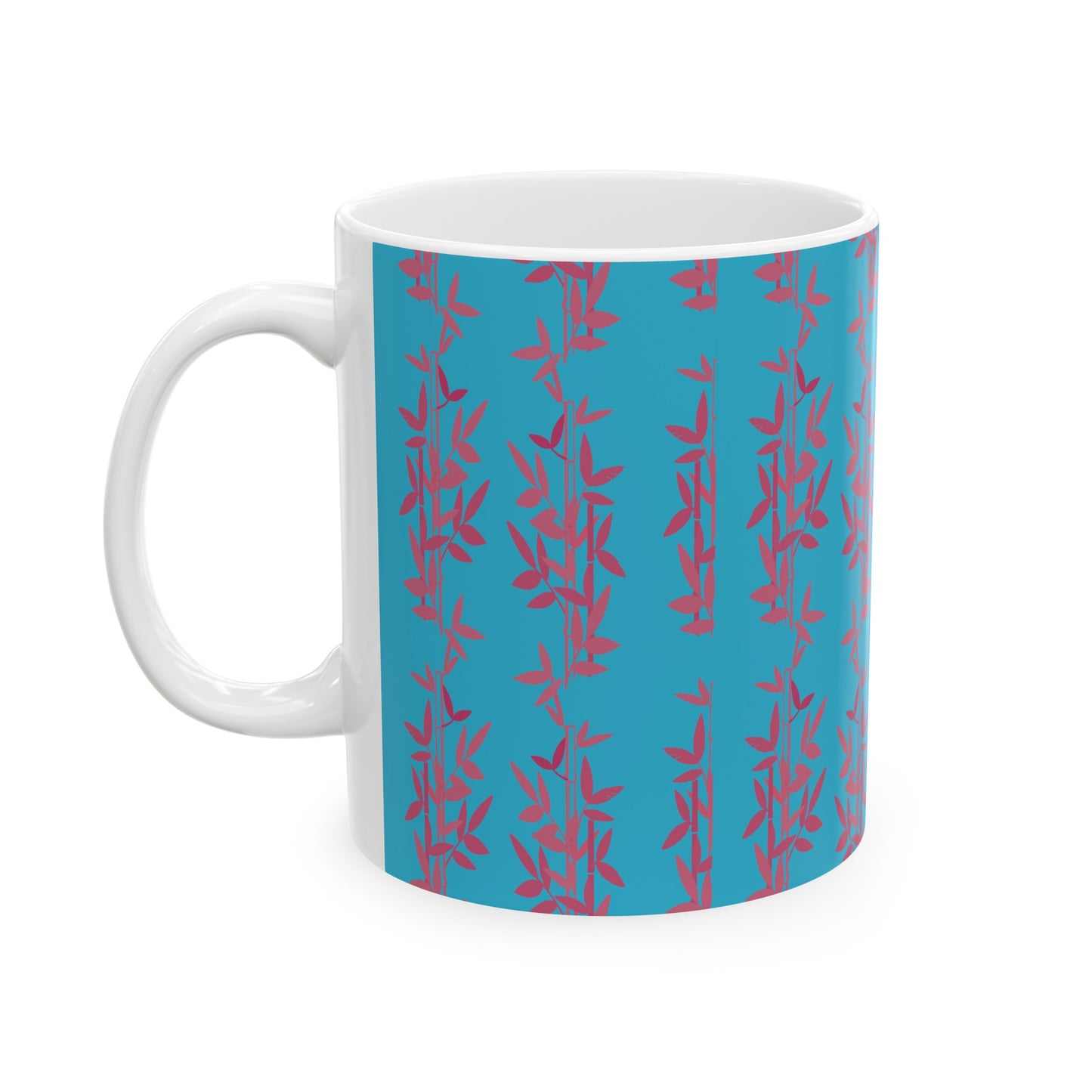 Teal Bamboo Ceramic Mug, (11oz)