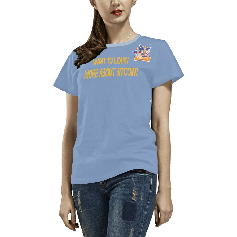 Want to Learn About Bitcoin Texas T-Shirt for Women (USA Size) (Model T40)