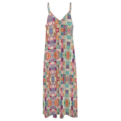 Miniaday Designs Kaleidoscope Mosaic Maxi Design Spaghetti Strap Ankle-Length Dress - Miniaday Designs, LLC.