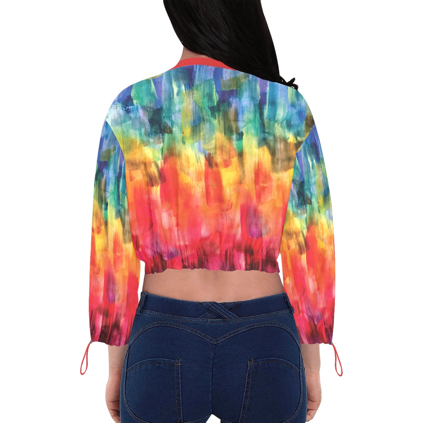 Sara's Rainbow Cropped Chiffon Jacket Cropped Chiffon Jacket for Women (Model H30)