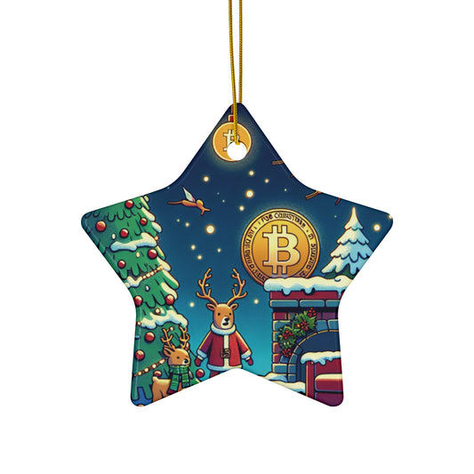 Bitcoin ChristmasCeramic Ornament, 4 Shapes