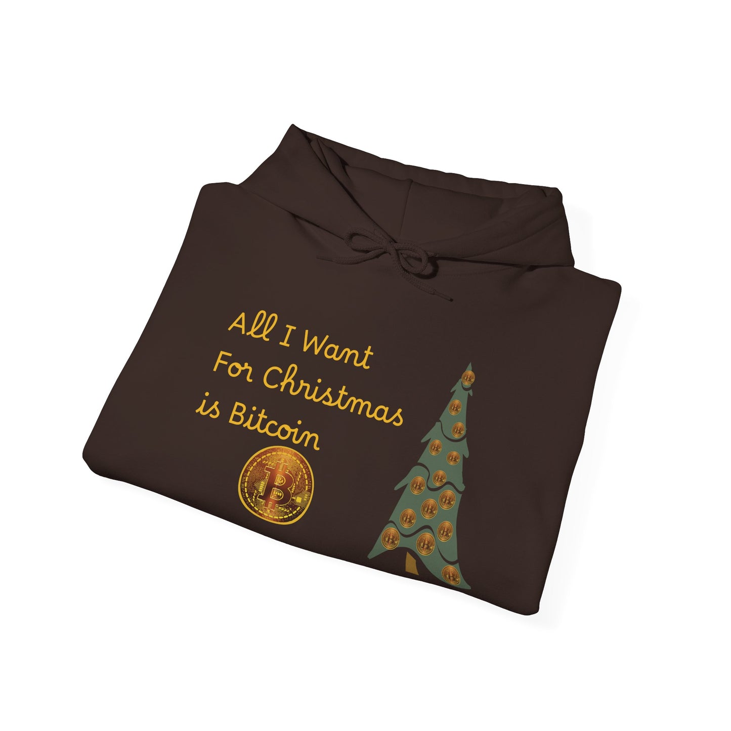 Golden All I Want for Christmas is Bitcoin and Bitcoin Crypto TreeUnisex Heavy Blend™ Hooded Sweatshirt