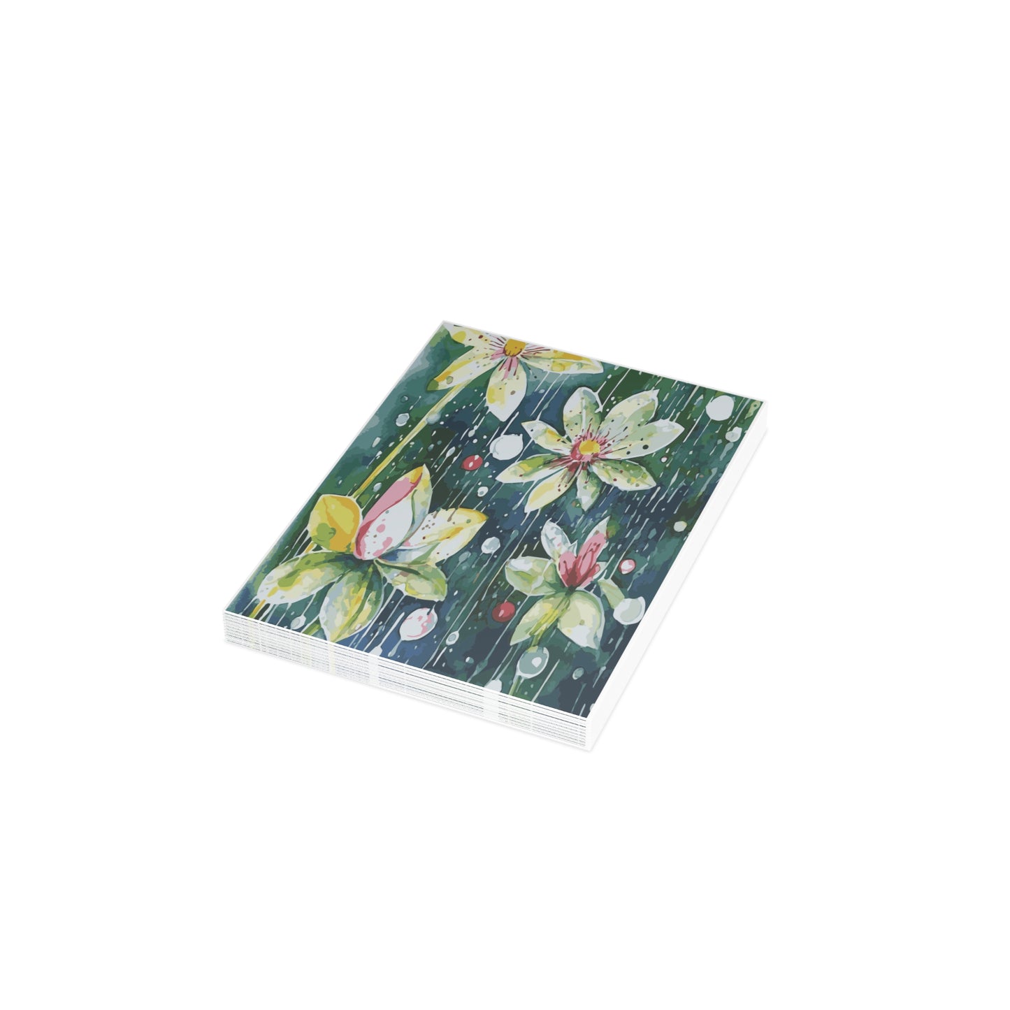 Miniaday Designs, LLC. Greeting Cards (1, 10, 30, and 50pcs) Rain-kissed Lotus Whimsy Collection - Miniaday Designs, LLC.