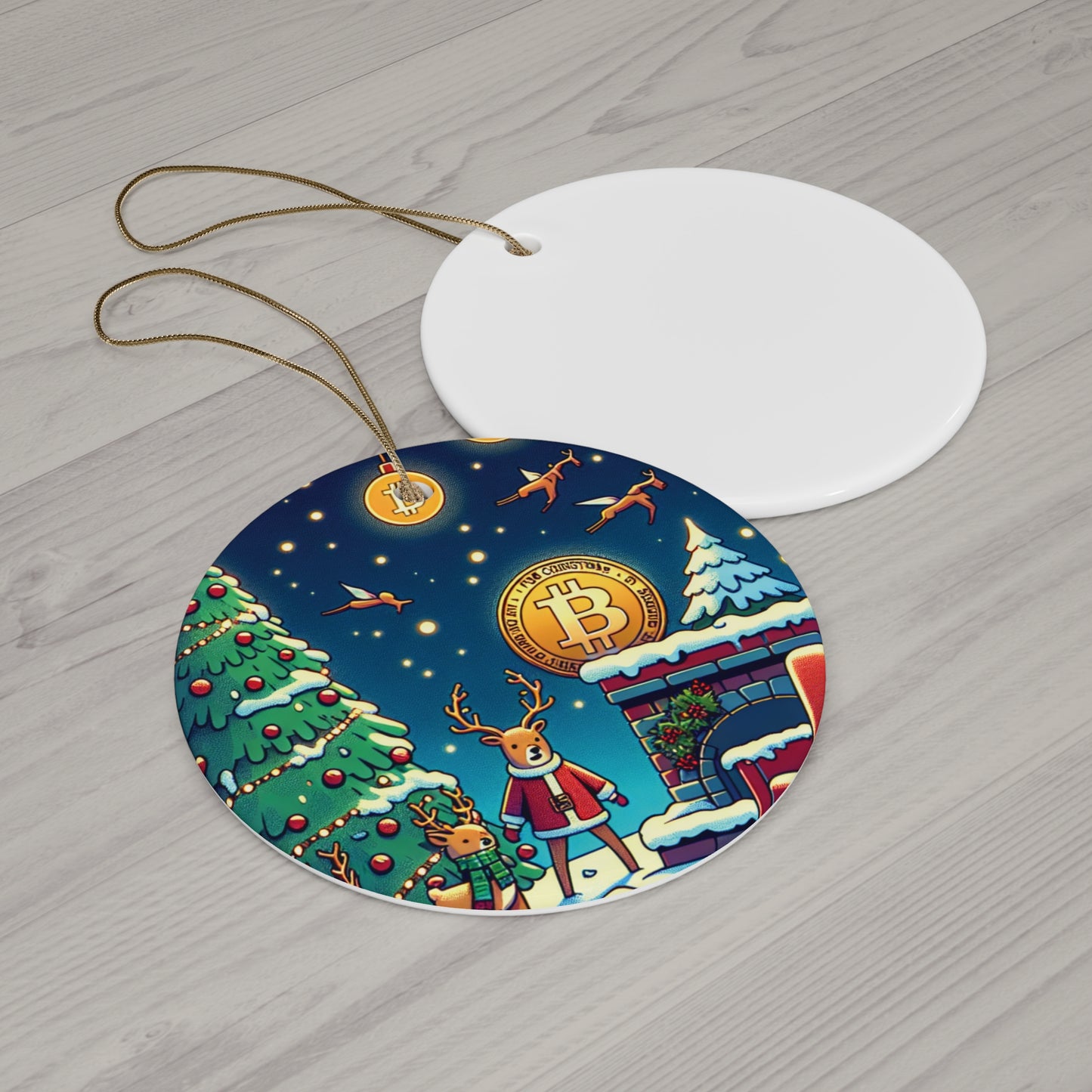 Bitcoin ChristmasCeramic Ornament, 4 Shapes