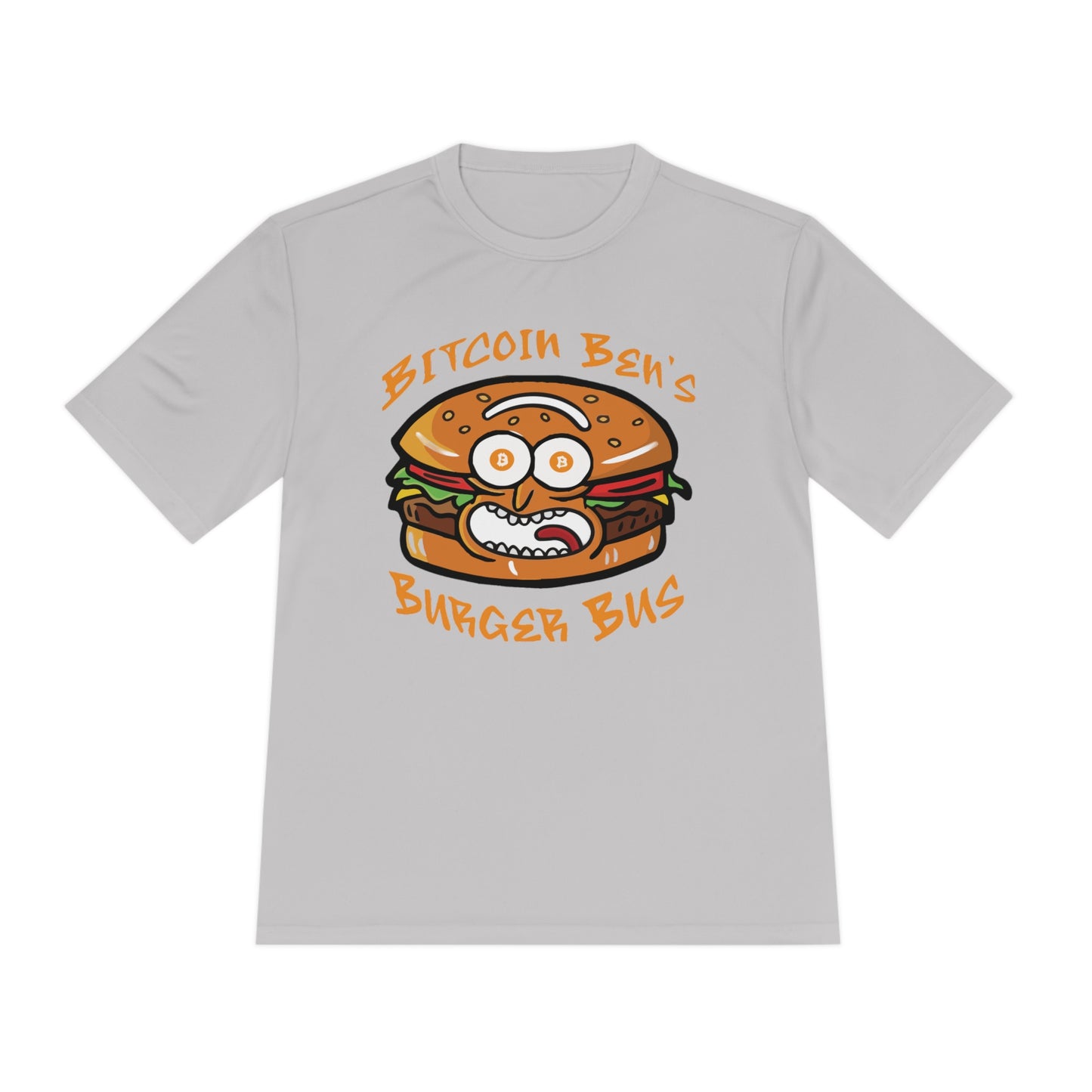 Miniaday Designs Bitcoin Ben Burger Bus Sport Tek Unisex Moisture Wicking Tee