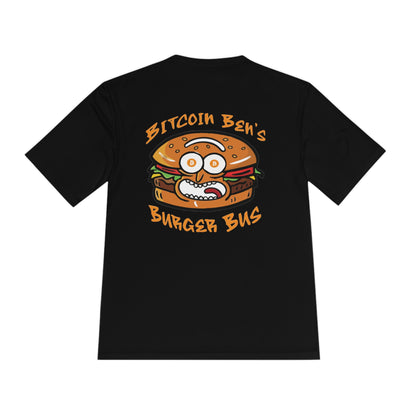 Miniaday Designs Bitcoin Ben Burger Bus Sport Tek Unisex Moisture Wicking Tee